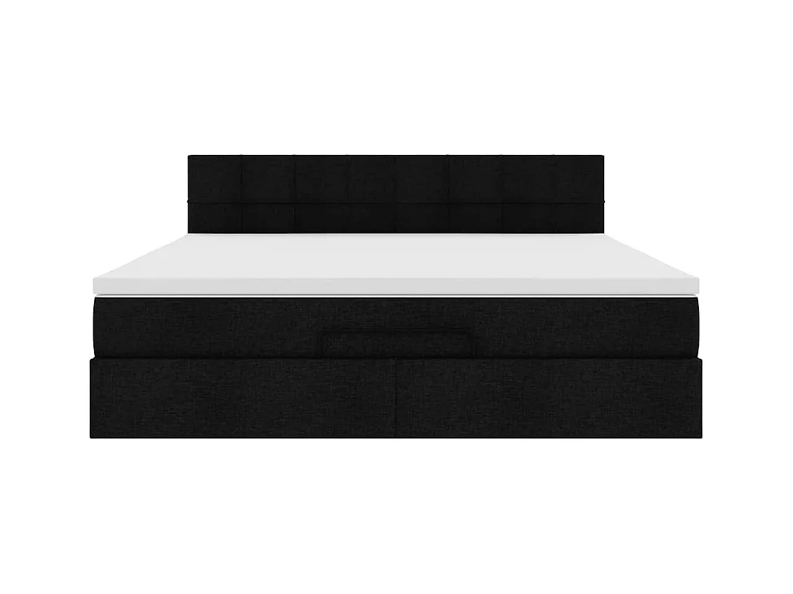 Lit ottoman avec matelas et LED Noir 180x200cm tissu