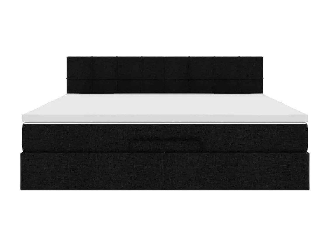 Ottomane Bett mit Matratze & LEDs Schwarz 180x200 cm Stoff