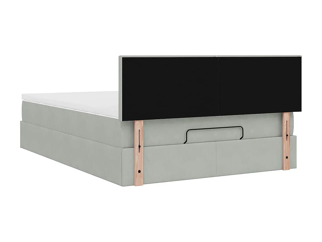 Cadre de lit ottoman avec matelas gris clair 140x200 cm velours