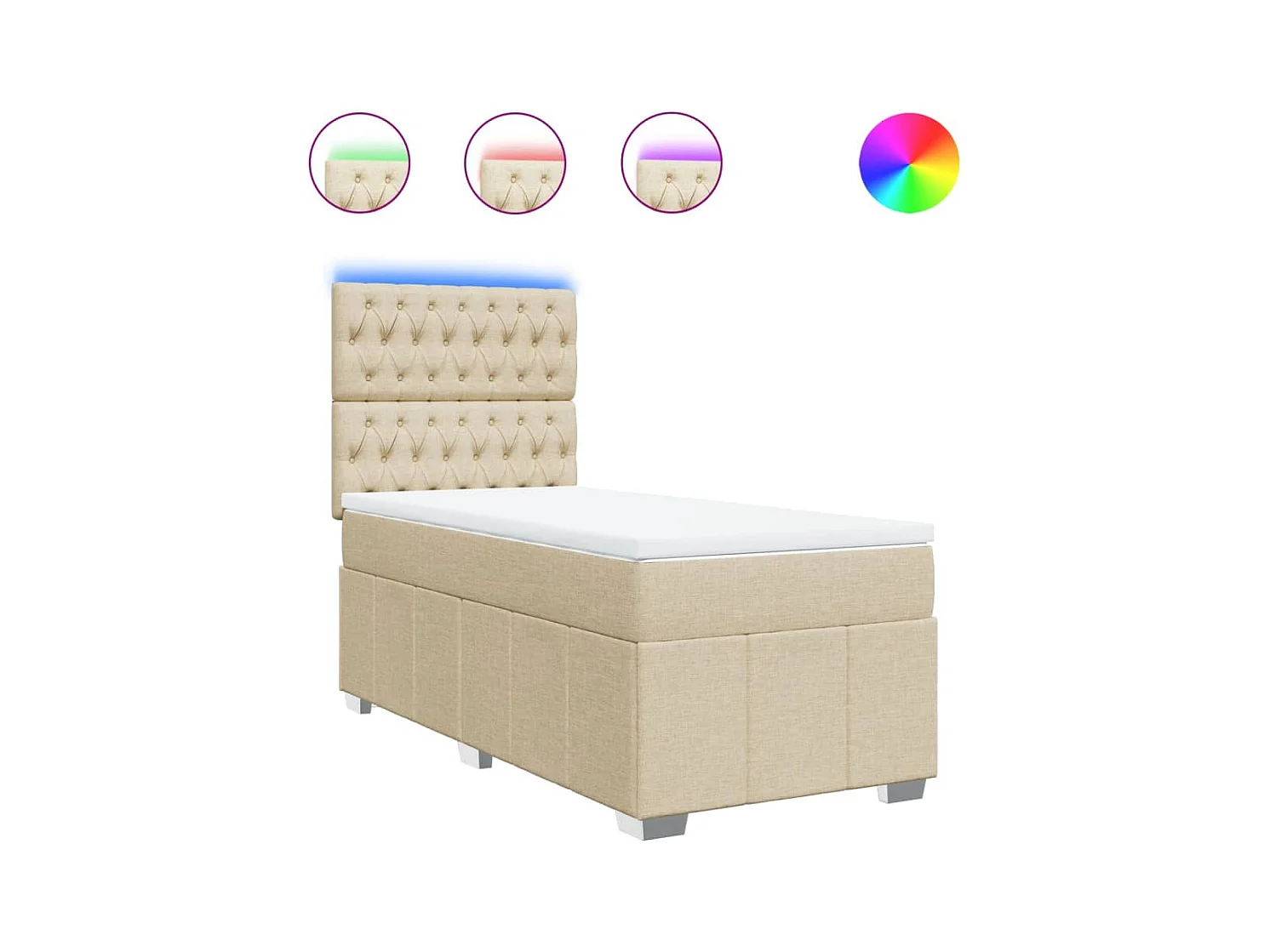 Boxspringbett mit Matratze Creme 90x200 cm Stoff