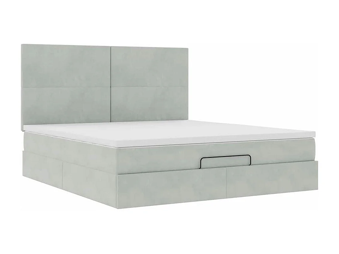 Ottoman bed met matrassen en LED's 180x200cm fluweel lichtgrijs