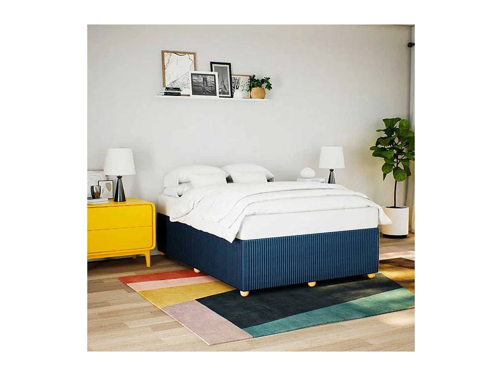 Bettgestell ohne Matratze Blau 140x190 cm Stoff