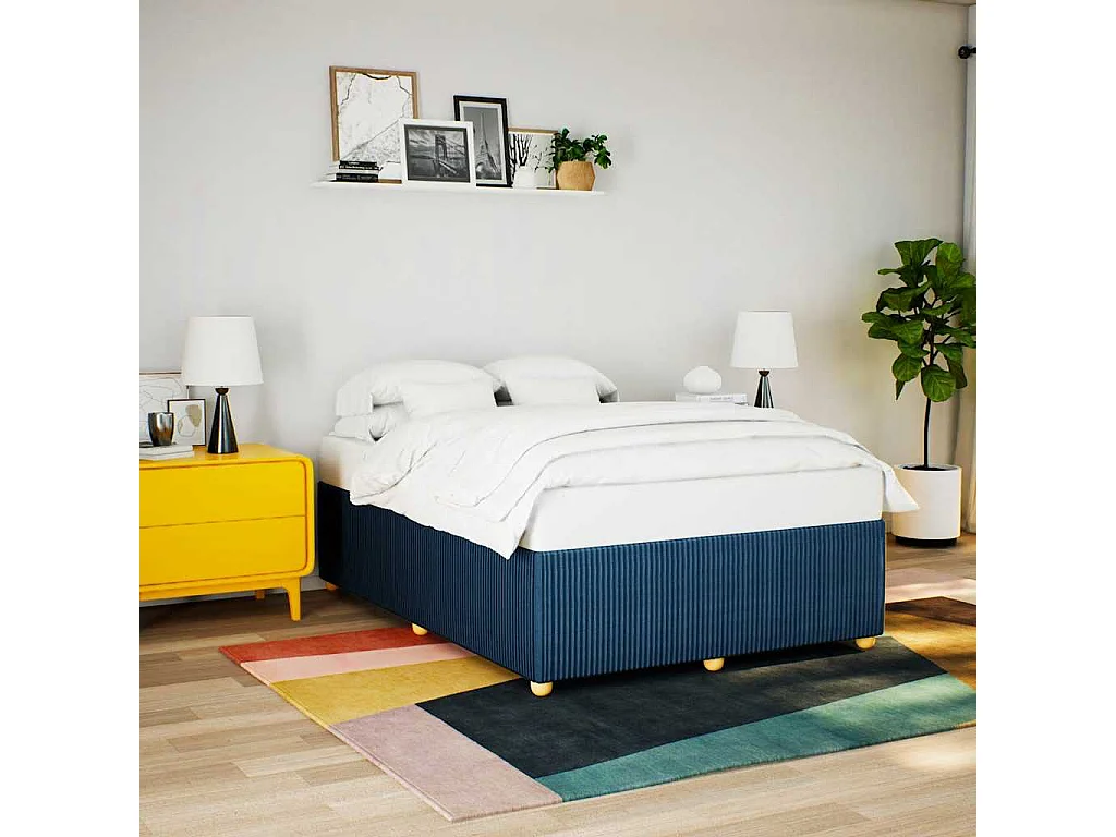 Bettgestell ohne Matratze Blau 140x190 cm Stoff