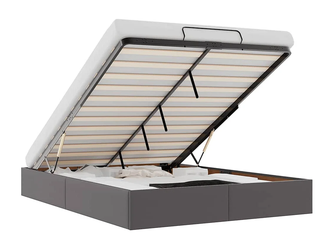 Cadre de lit ottoman sans matelas gris 140x200 cm similicuir