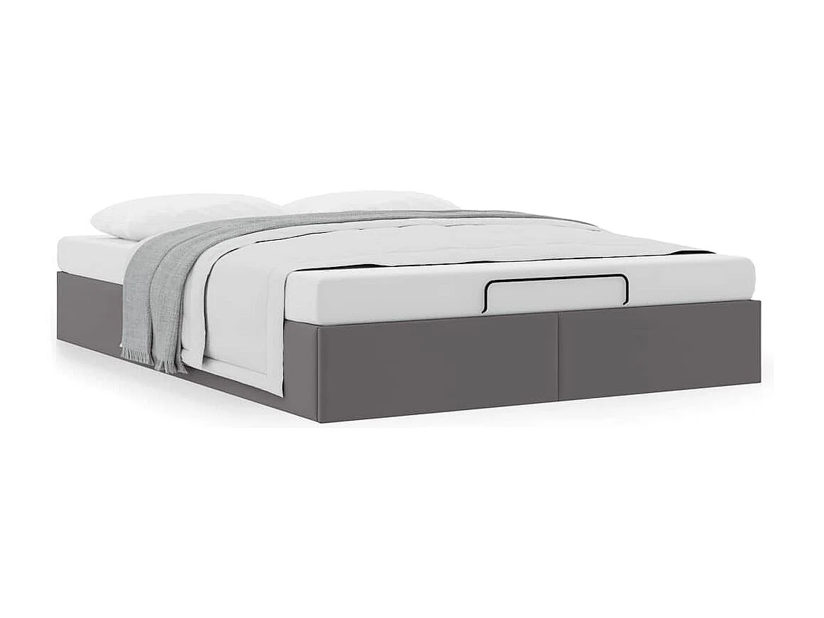 Cadre de lit ottoman sans matelas gris 140x200 cm similicuir