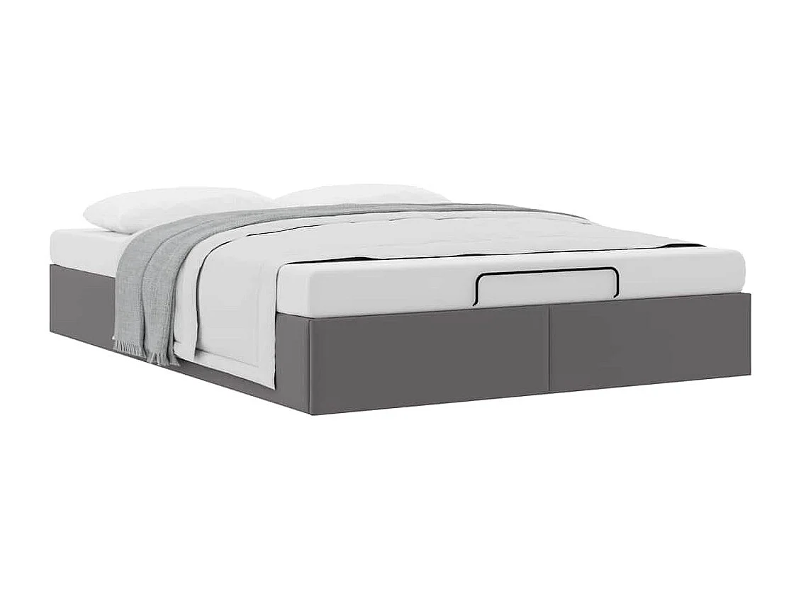 Cadre de lit ottoman sans matelas gris 140x200 cm similicuir