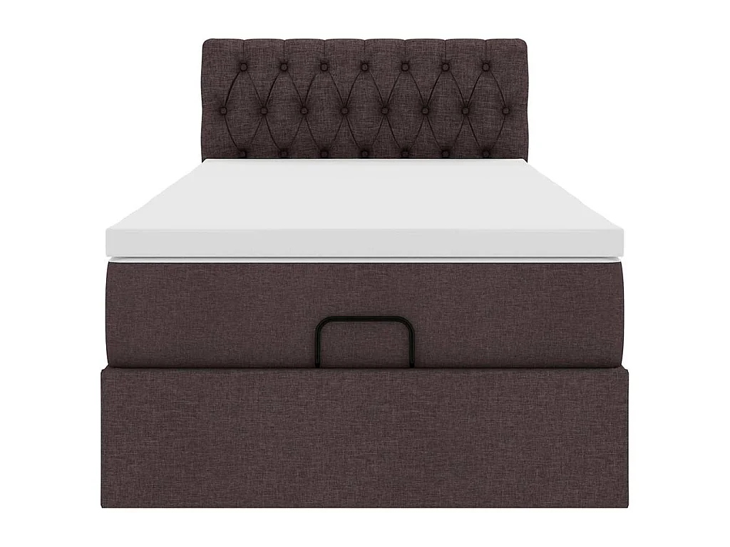 Cadre de lit ottoman avec matelas marron foncé 90x190 cm tissu