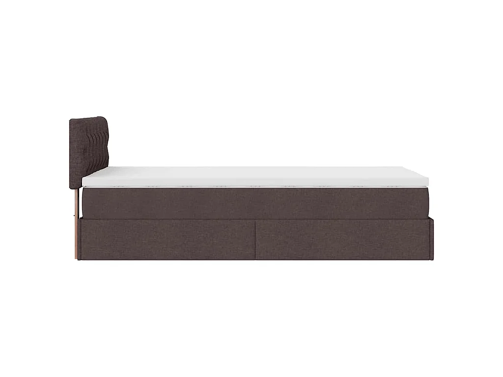 Cadre de lit ottoman avec matelas marron foncé 90x190 cm tissu