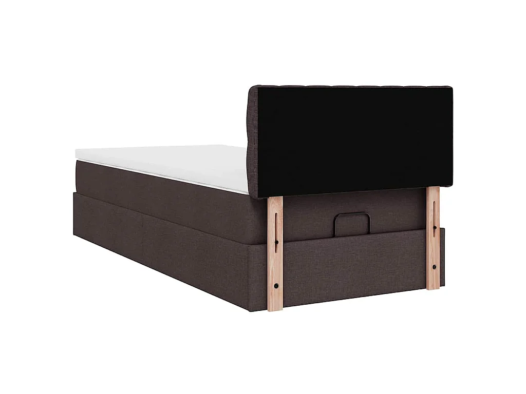 Cadre de lit ottoman avec matelas marron foncé 90x190 cm tissu