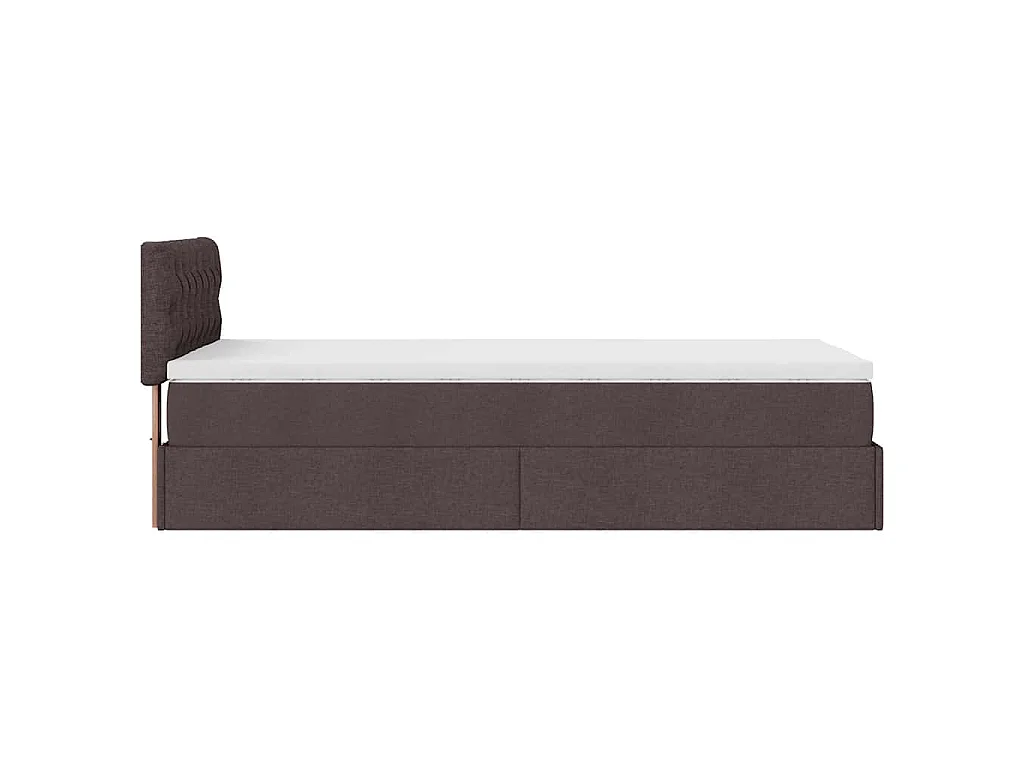 Cadre de lit ottoman avec matelas marron foncé 90x190 cm tissu
