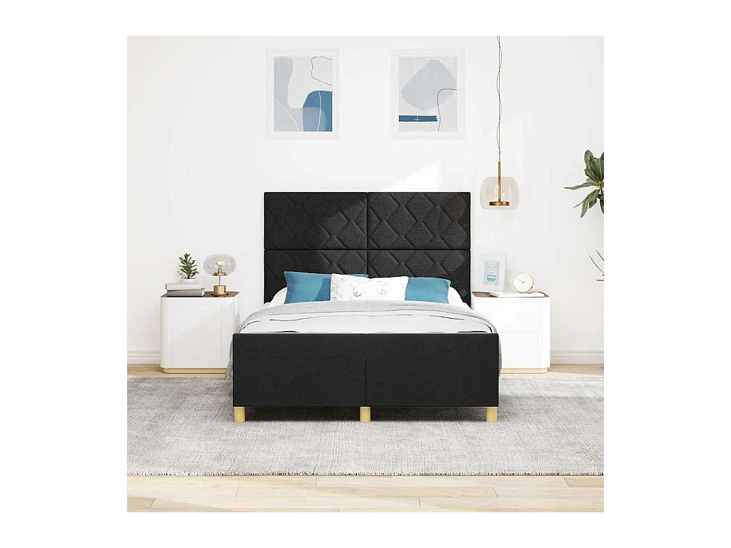 Struttura del letto con testiera Nero 140 x 190 cm Tessuto