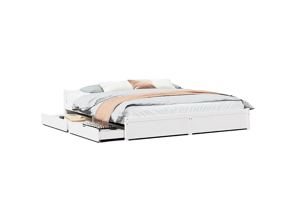 Cadre de lit sans matelas blanc 160x200 cm bois de pin massif