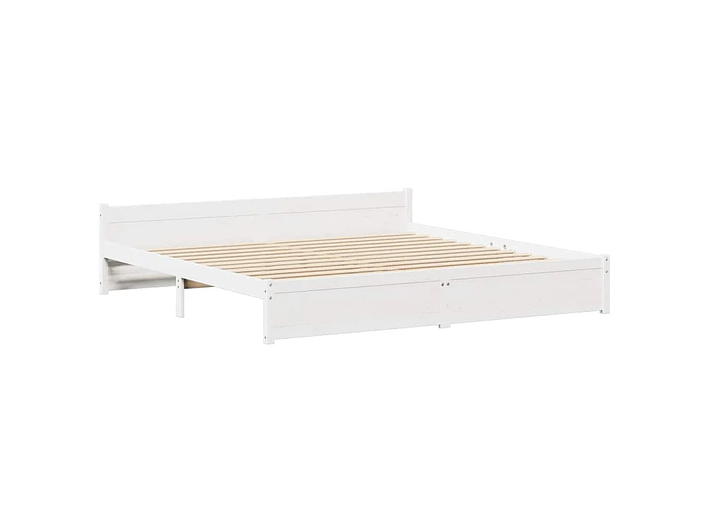 Cadre de lit sans matelas blanc 160x200 cm bois de pin massif