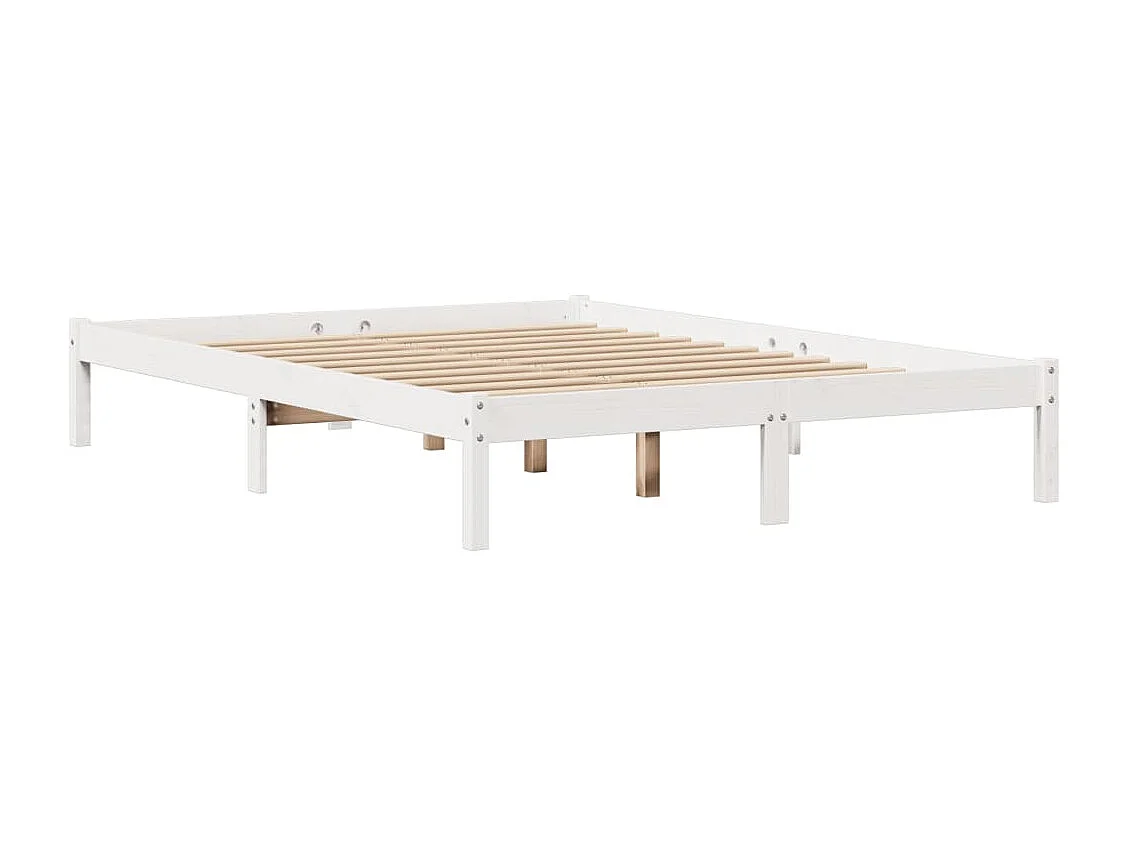 Cadre de lit sans matelas blanc 160x200 cm bois de pin massif