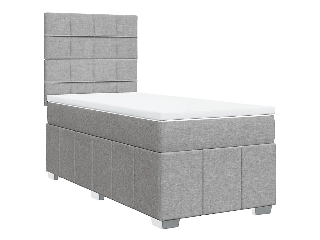 Boxspring met matras stof lichtgrijs 90x200 cm