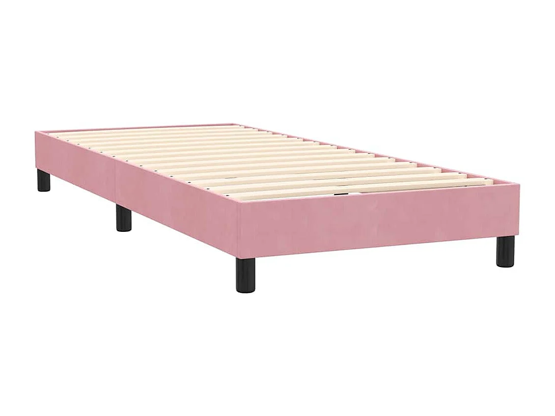 Sommier à lattes de lit avec matelas et LED rose 90x220 cm velours