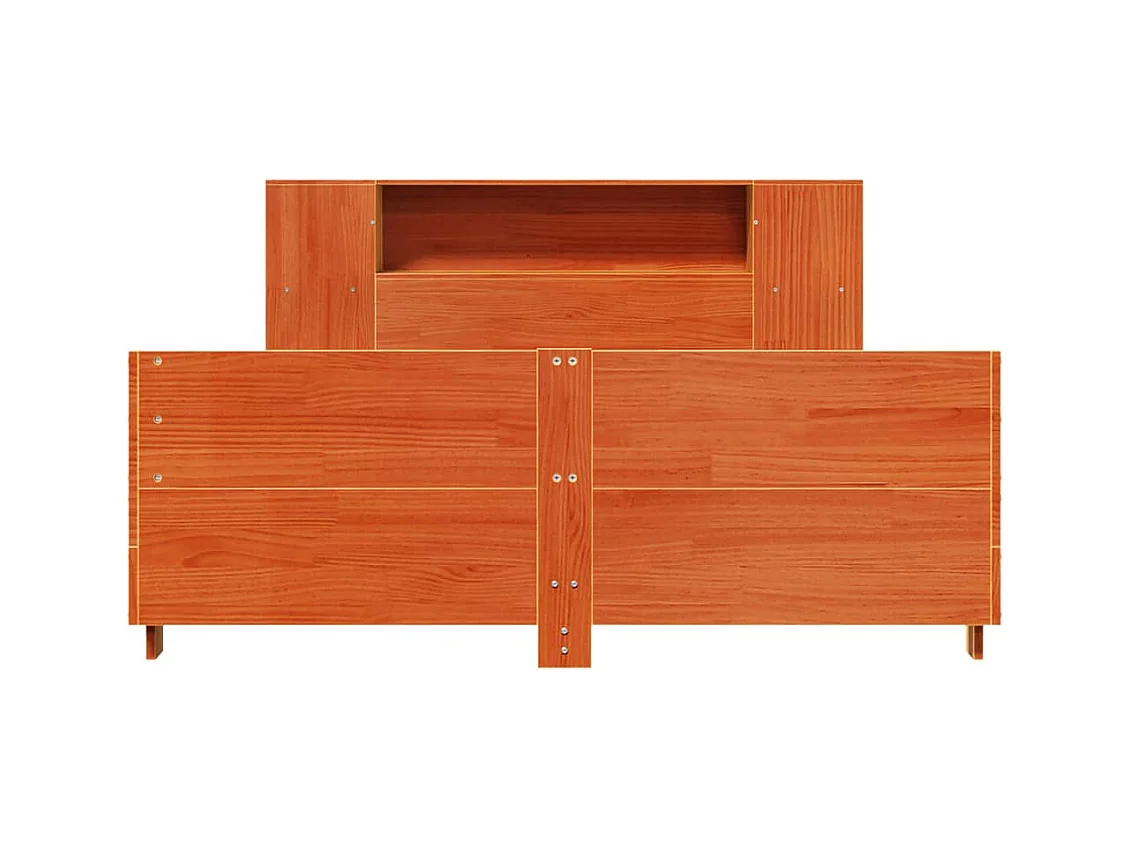 Cadre de lit sans matelas cire marron 140x200cm bois pin massif