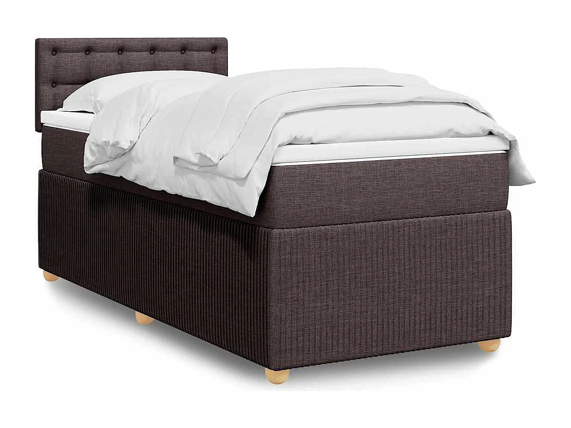 Giroletto a Molle con Materasso Marrone Scuro 100x200cm Tessuto
