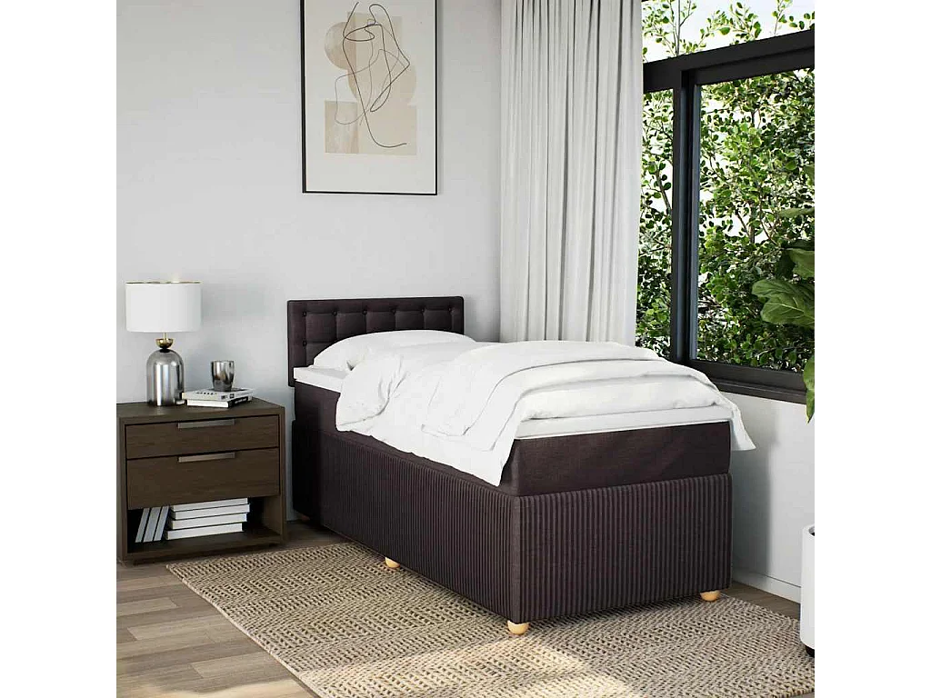 Sommier à lattes de lit avec matelas Marron foncé 100x200 cm