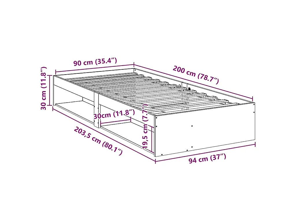 Lit de jour sans matelas cire marron 90x200 cm bois pin massif