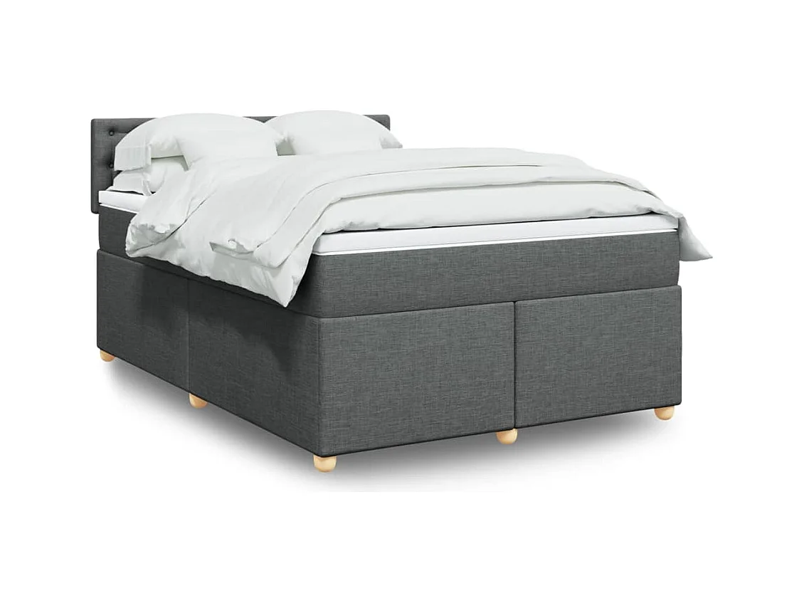 Cama box spring con colchón tela gris oscuro 160x200 cm