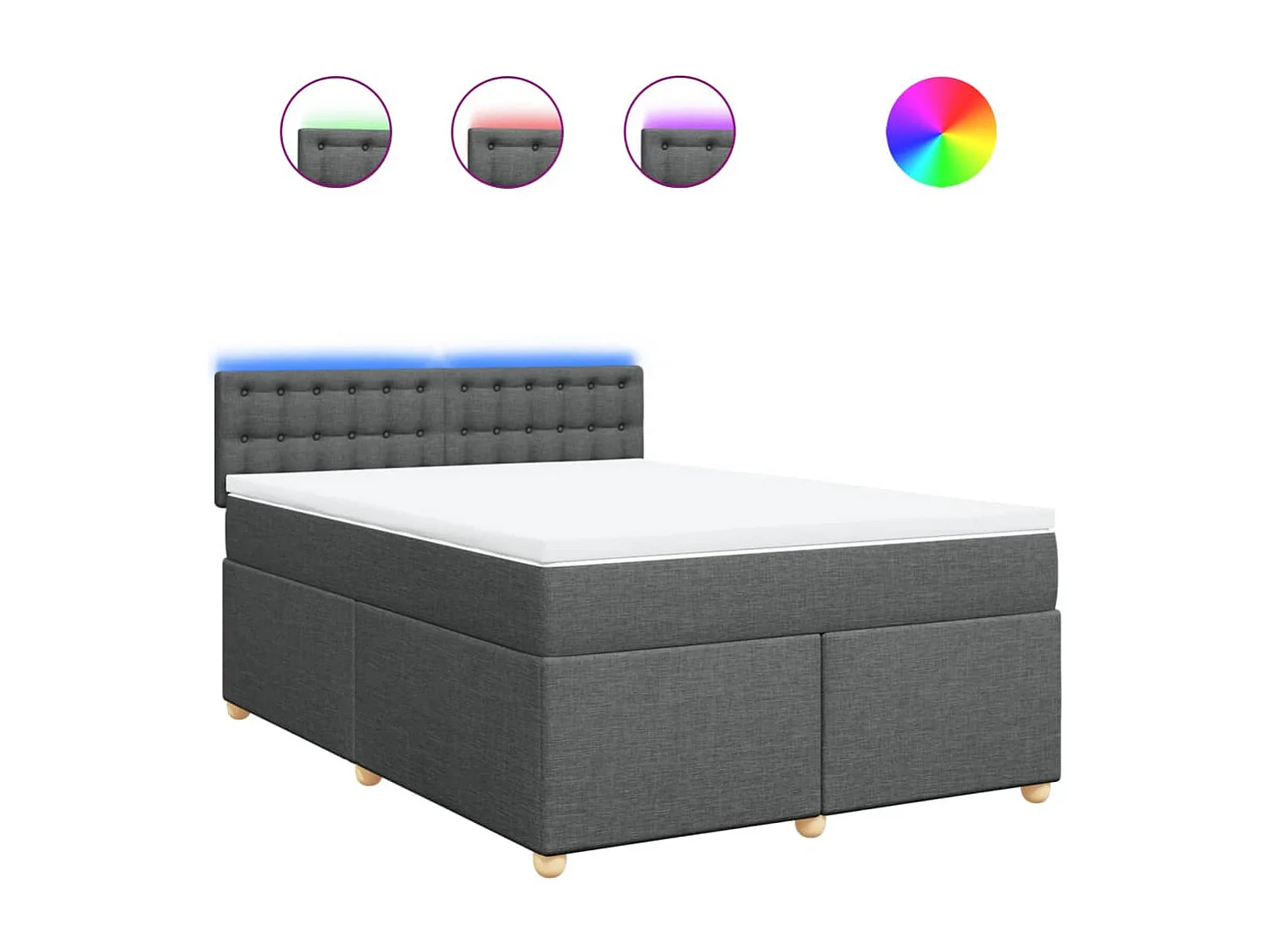 Sommier à lattes de lit avec matelas Gris foncé 160x200cm Tissu