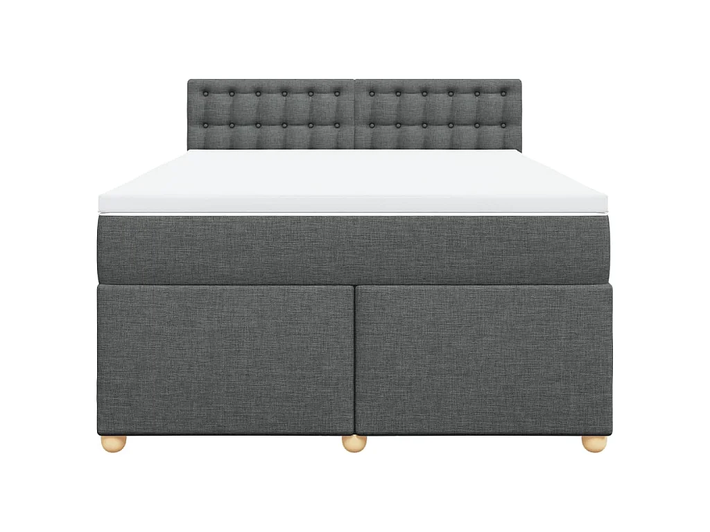 Cama box spring con colchón tela gris oscuro 160x200 cm