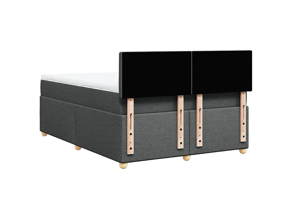 Cama box spring con colchón tela gris oscuro 160x200 cm