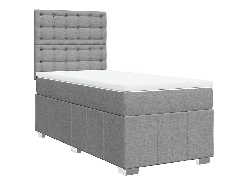 Sommier à lattes de lit avec matelas Gris clair 90x200 cm Tissu