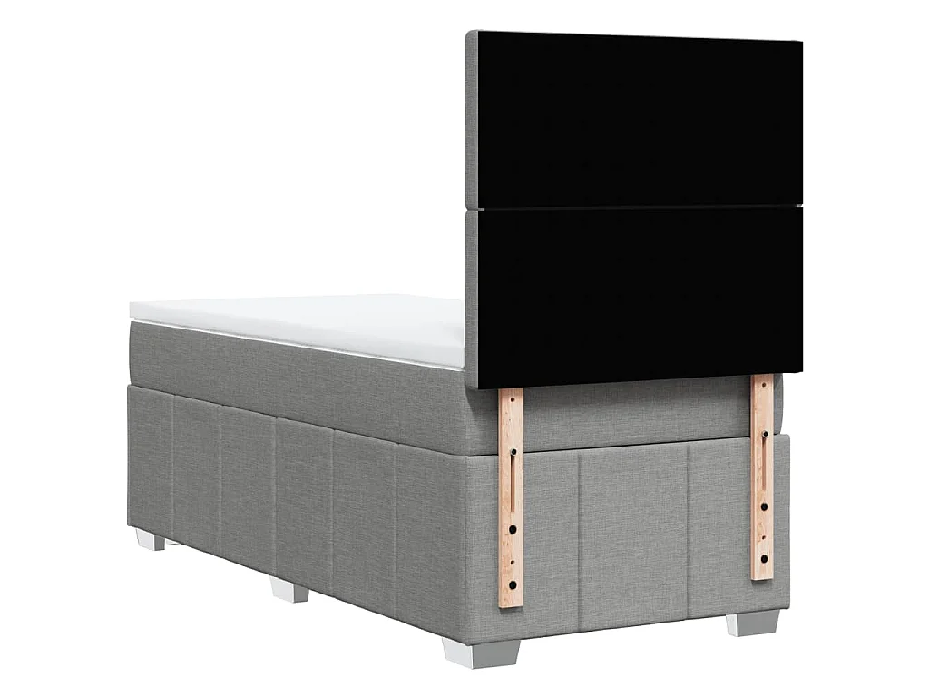 Sommier à lattes de lit avec matelas Gris clair 90x200 cm Tissu