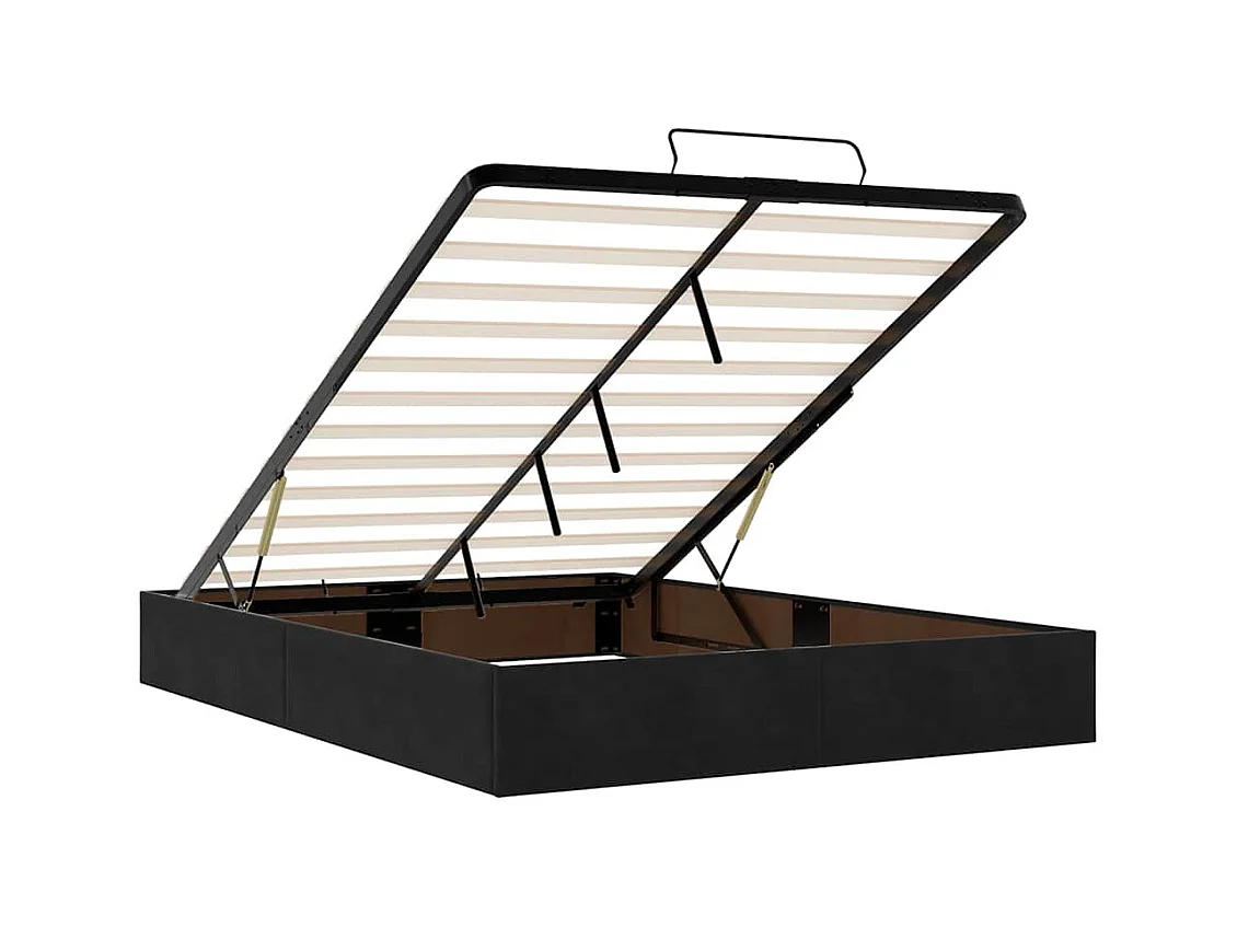 Ottoman-Bett mit Matratze Schwarz 140x200 cm Samt