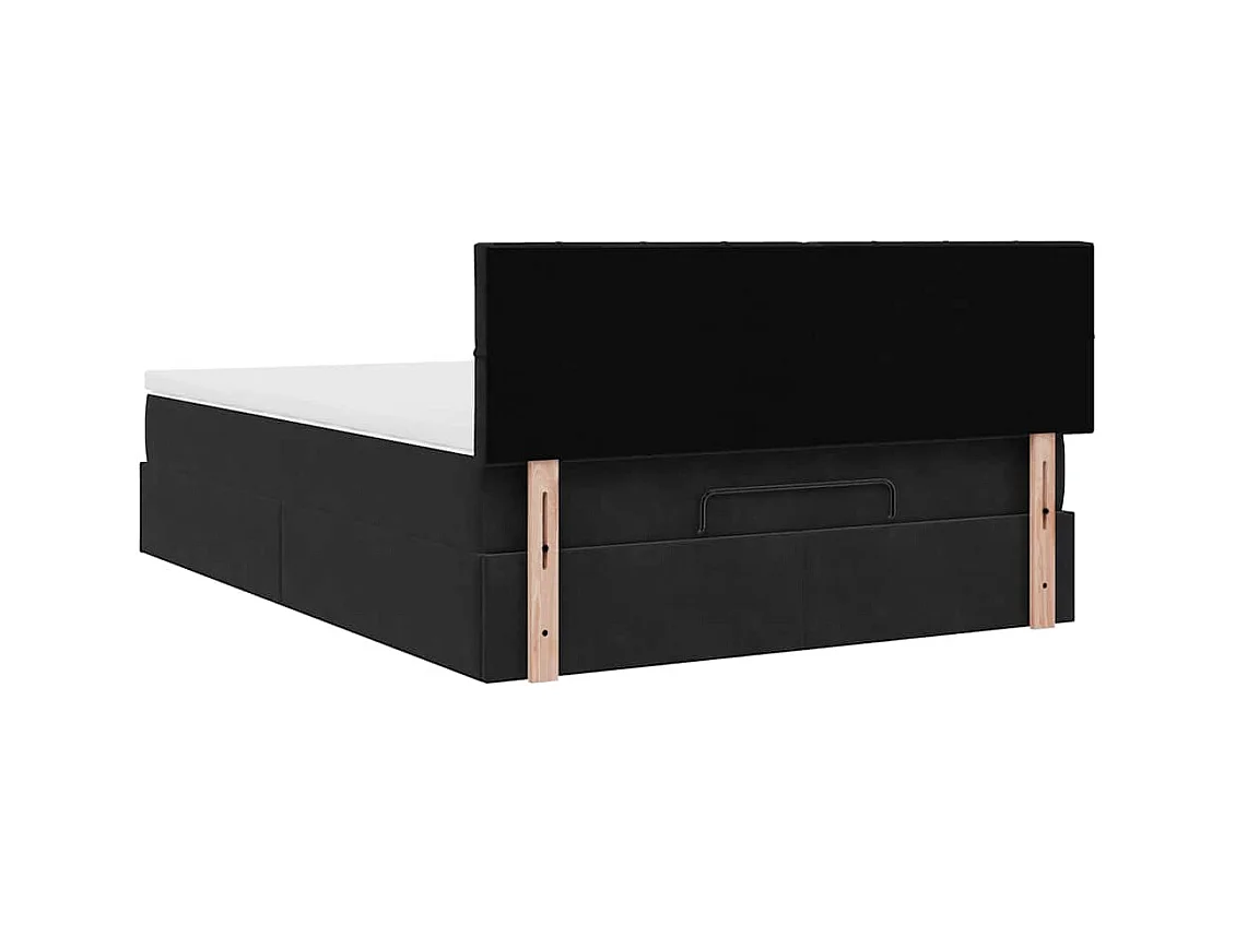 Ottoman-Bett mit Matratze Schwarz 140x200 cm Samt