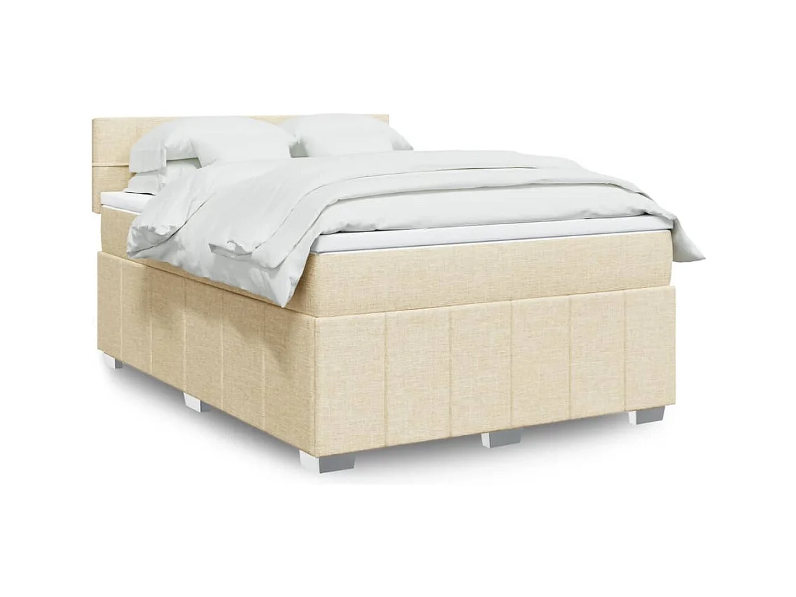 Sommier à lattes de lit avec matelas Crème 160x200 cm Tissu