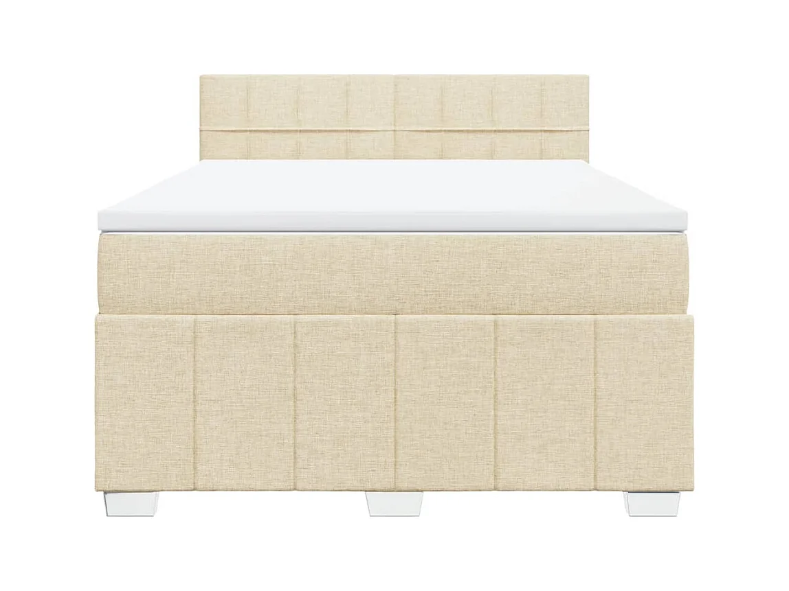 Sommier à lattes de lit avec matelas Crème 160x200 cm Tissu