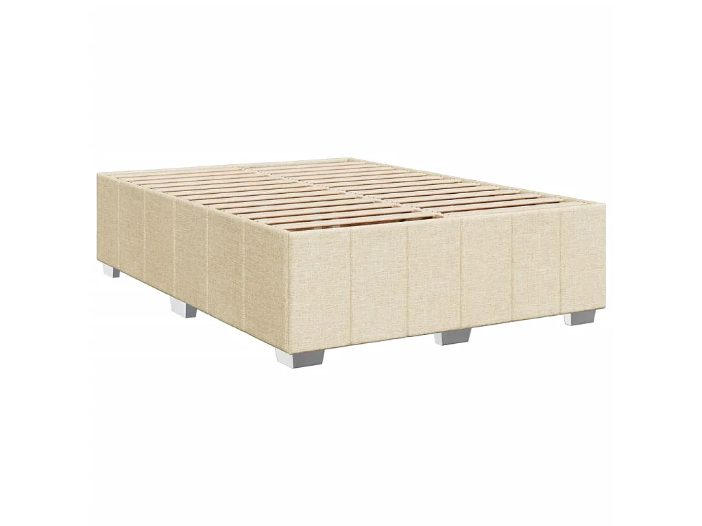 Sommier à lattes de lit avec matelas Crème 160x200 cm Tissu