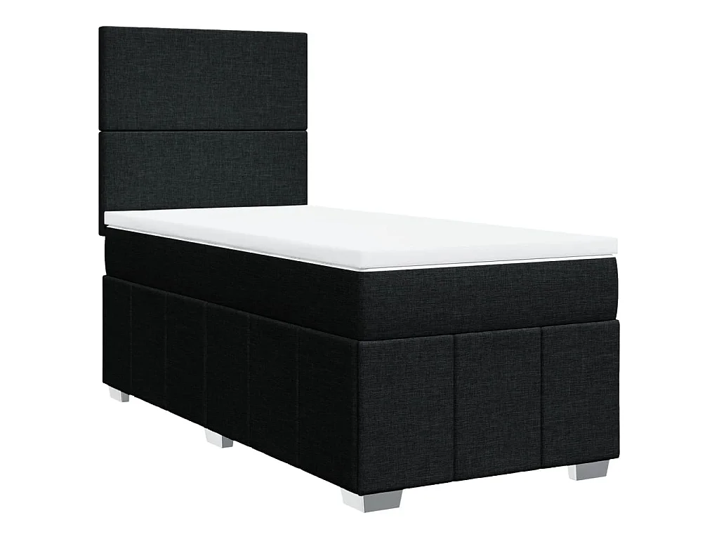Sommier à lattes de lit avec matelas Noir 90x190 cm Tissu