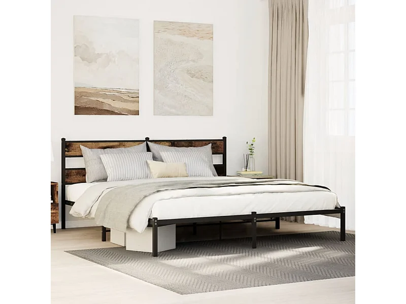 Bedframe zonder matras metaal gerookt eikenkleurig 180x200 cm