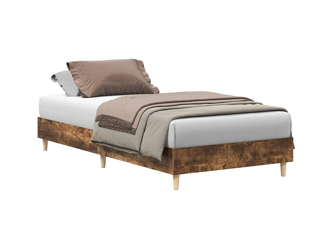 Bettgestell ohne Matratze Räuchereiche 100x200 cm Holzwerkstoff