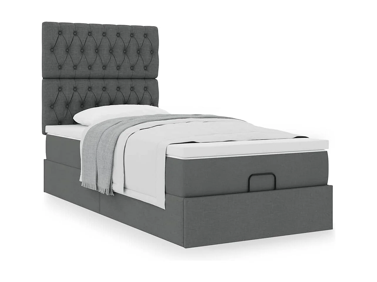 Ottoman-Bett mit Matratze Dunkelgrau 90x190 cm Stoff