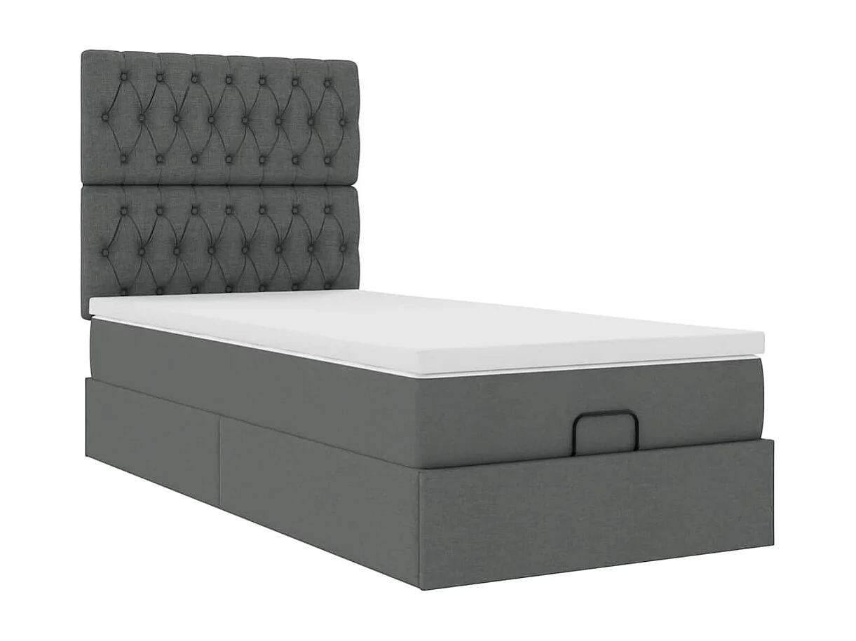 Ottoman-Bett mit Matratze Dunkelgrau 90x190 cm Stoff
