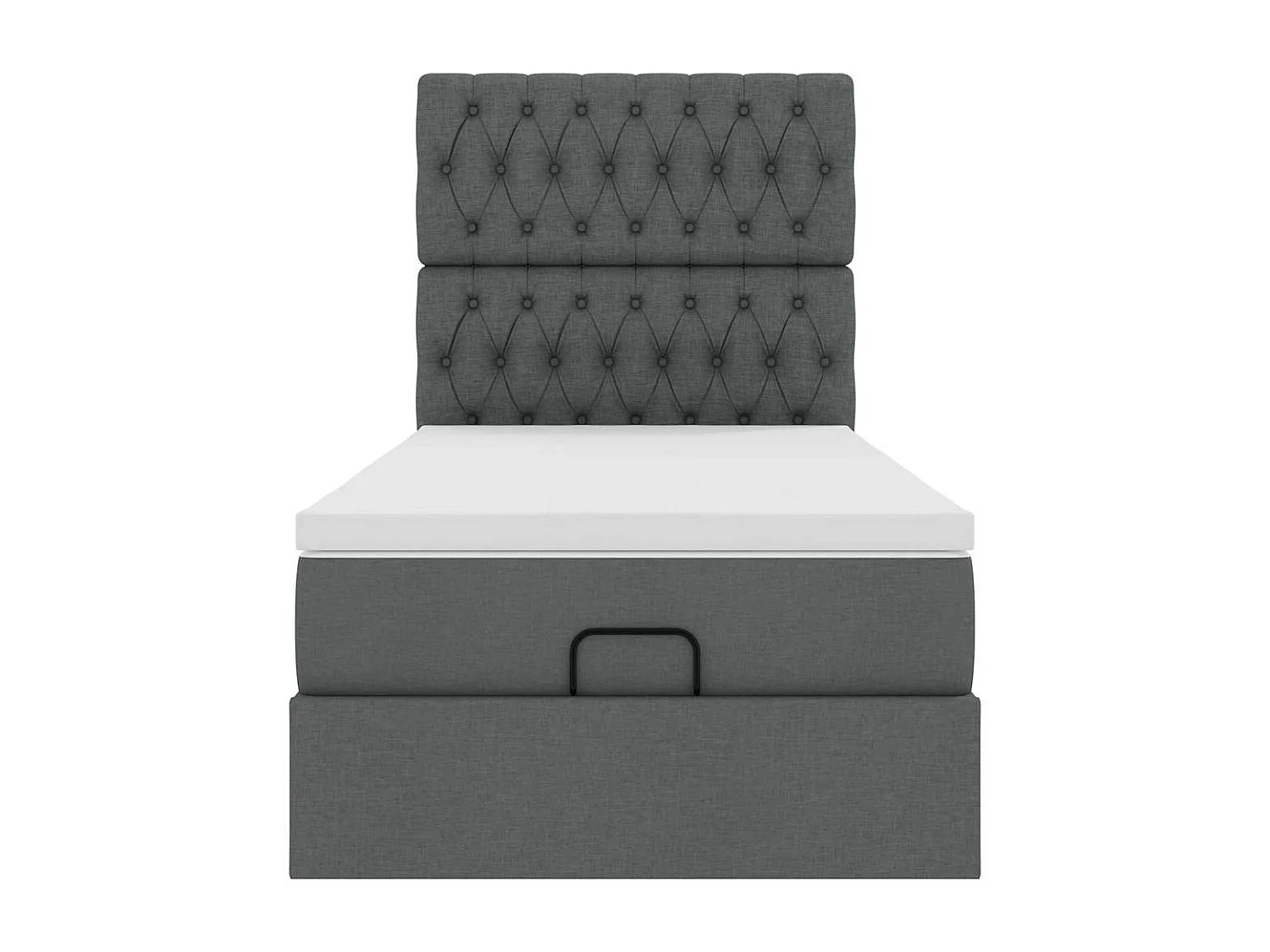 Ottoman-Bett mit Matratze Dunkelgrau 90x190 cm Stoff