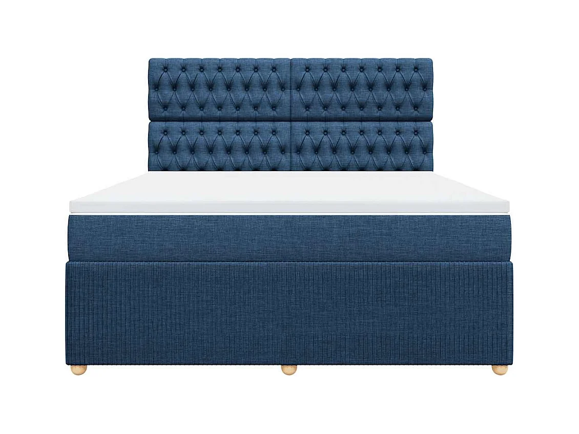 Sommier à lattes de lit avec matelas Bleu 180x200 cm Tissu