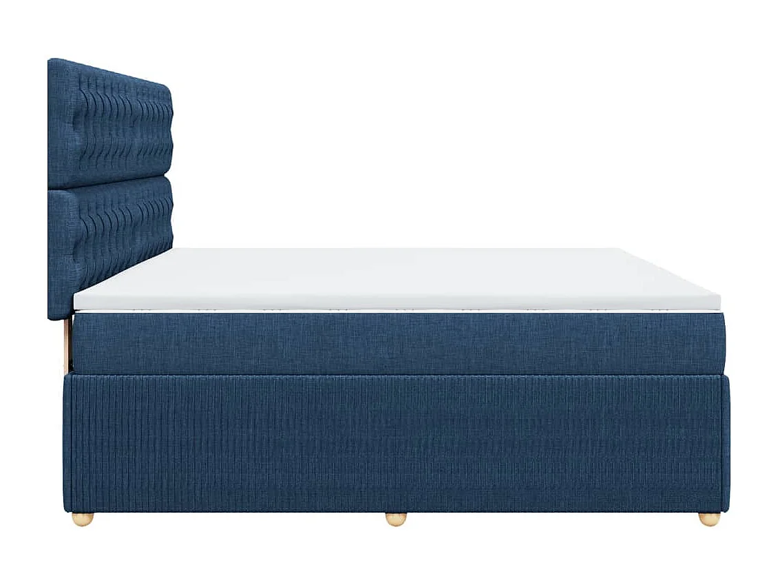 Cama box spring con colchón tela azul 180x200 cm