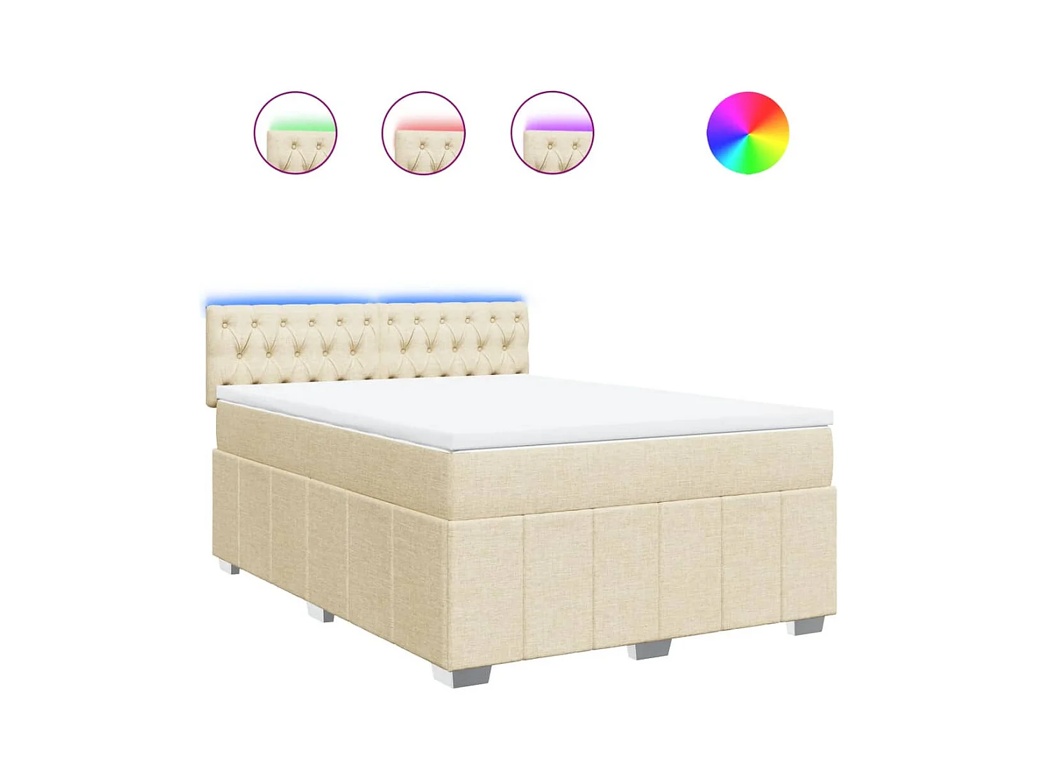 Sommier à lattes de lit avec matelas Crème 140x200 cm Tissu