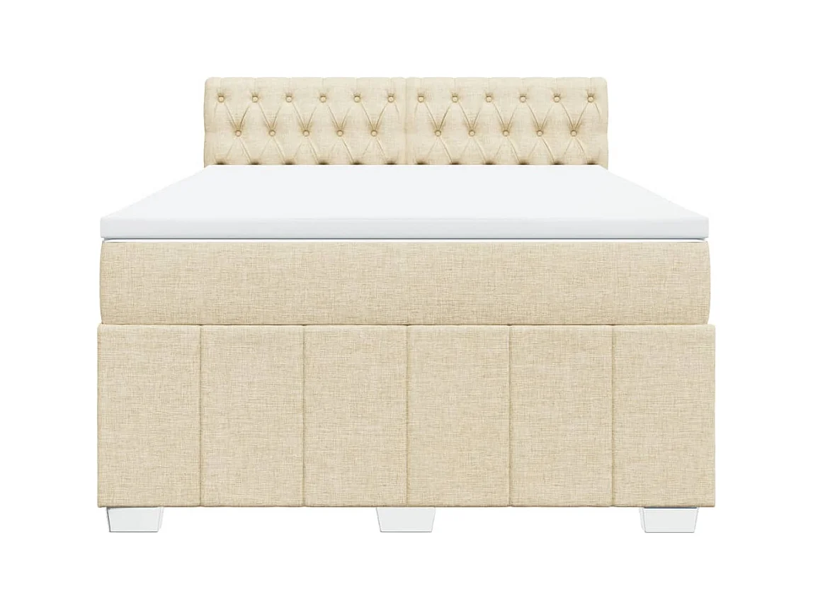 Sommier à lattes de lit avec matelas Crème 140x200 cm Tissu