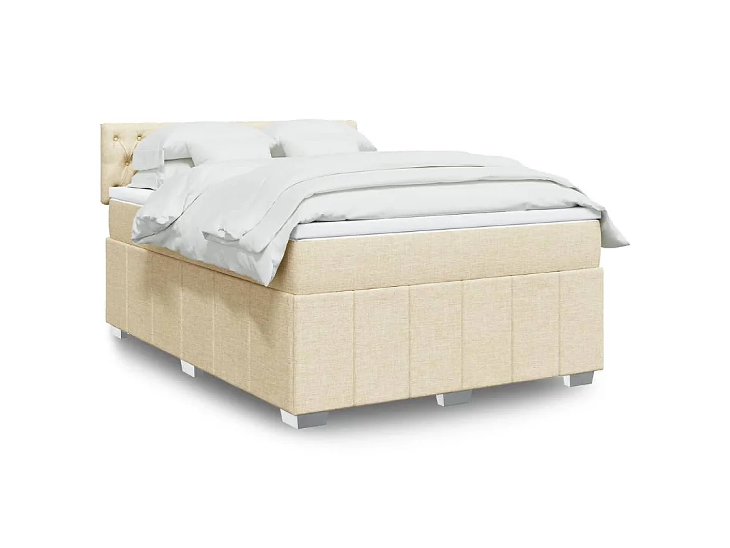 Giroletto a Molle con Materasso Crema 140x200 cm in Tessuto