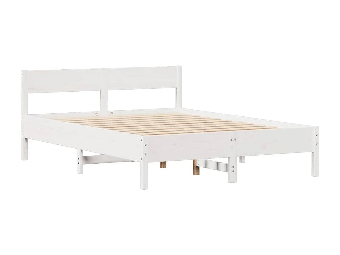 Cadre de lit sans matelas blanc 140x200 cm bois de pin massif