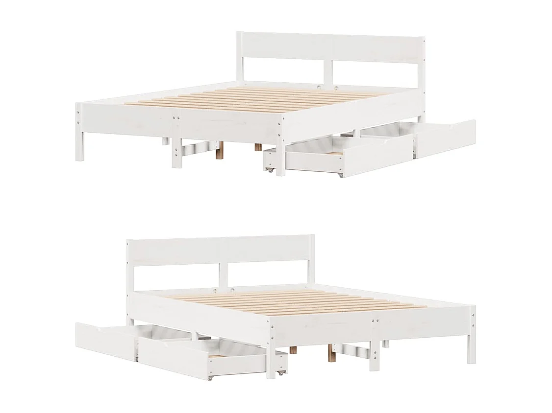 Cadre de lit sans matelas blanc 140x200 cm bois de pin massif