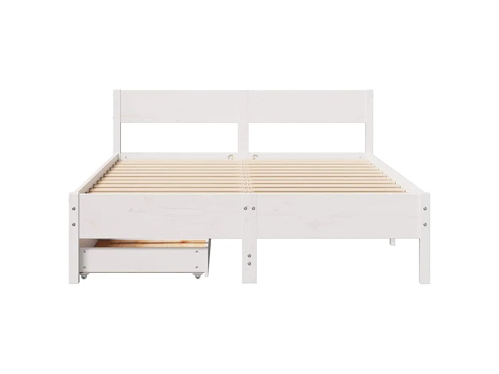 Cadre de lit sans matelas blanc 140x200 cm bois de pin massif