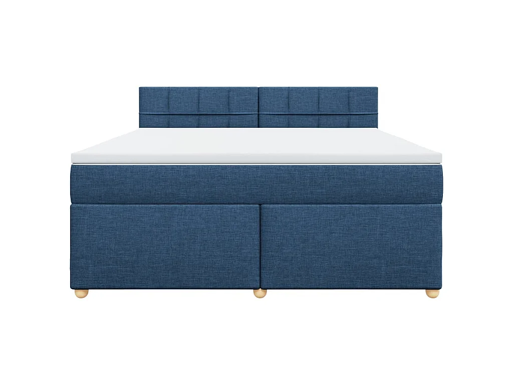 Cama box spring con colchón tela azul 180x200 cm
